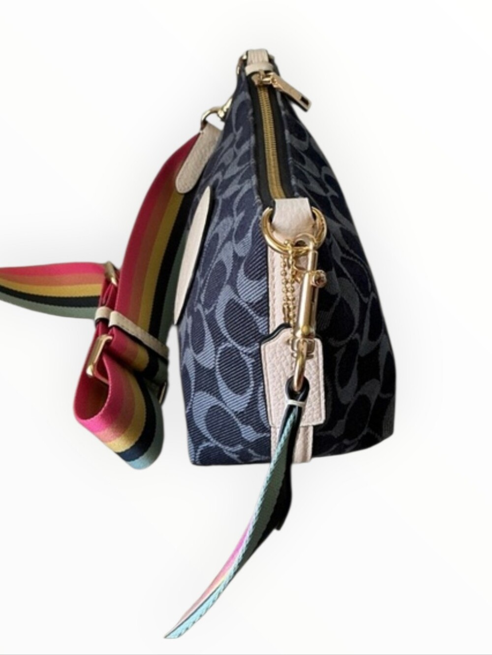 Coach Denim Crossbody Bag in Signature Jacquard- EUC - Picture 3 of 7